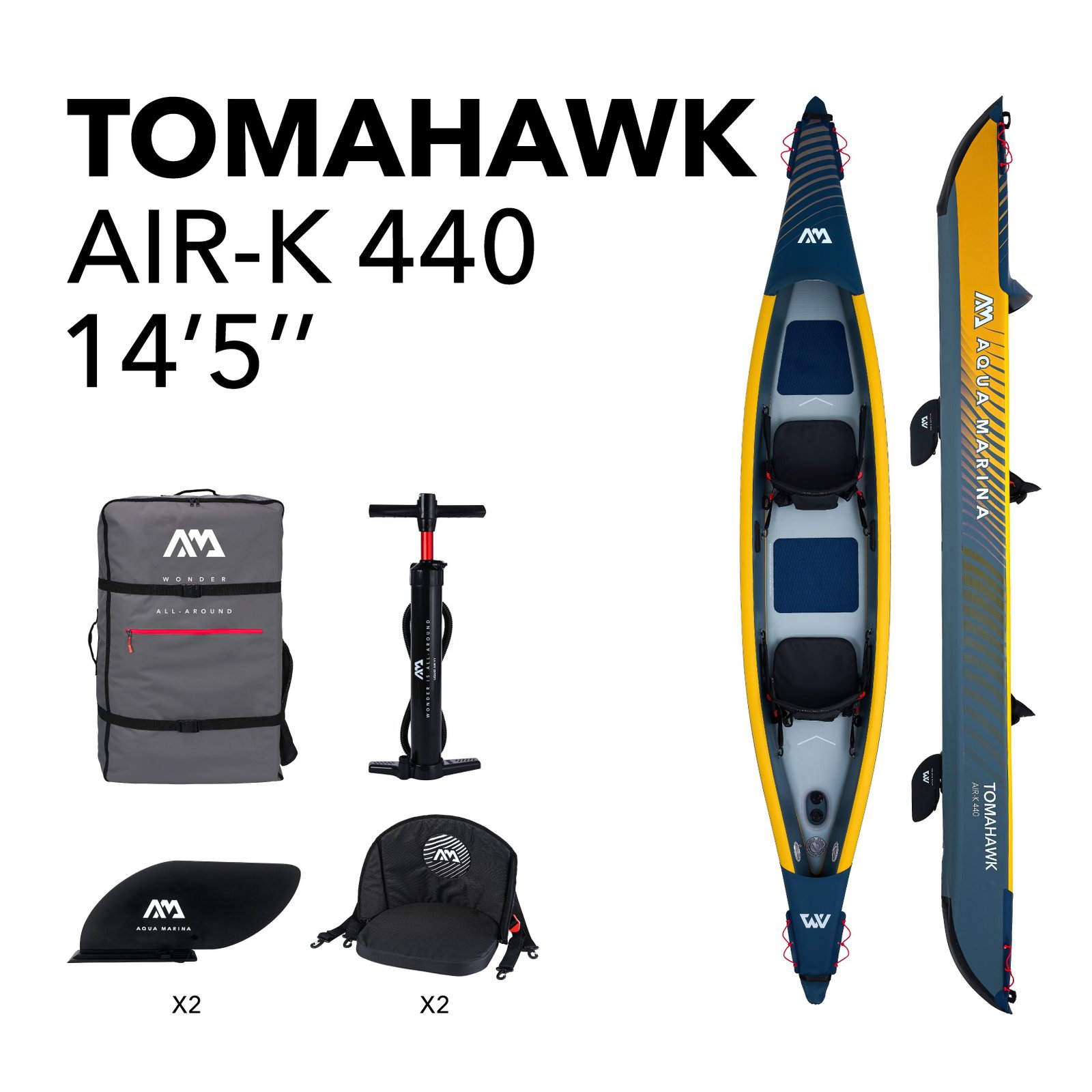 Kayak Hinchable Aqua Marina Tomahawk 2 Personas Alta presión